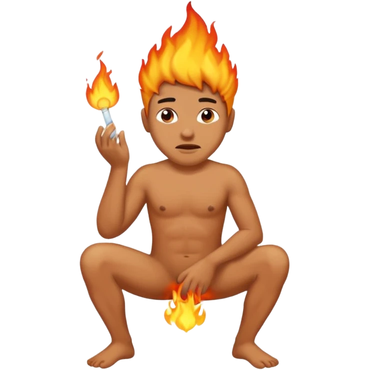 Man peeing fire emoji