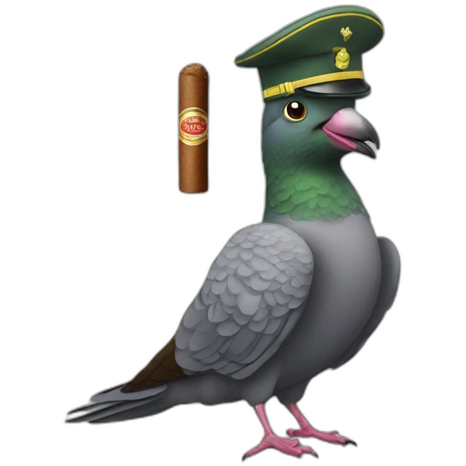 Soldier pigeon with cigar emoji