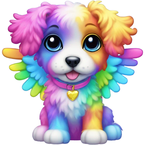 Lisa frank rainbow fluffy puppy with angel wings emoji