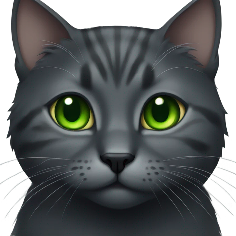 dark-gray-cat with green eyes emoji