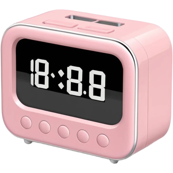 Please make me an alarm clock that will show six o'clock in the morning and make it in the style of ios 18.1 and aesthetic and the color is light pink  digital emoji