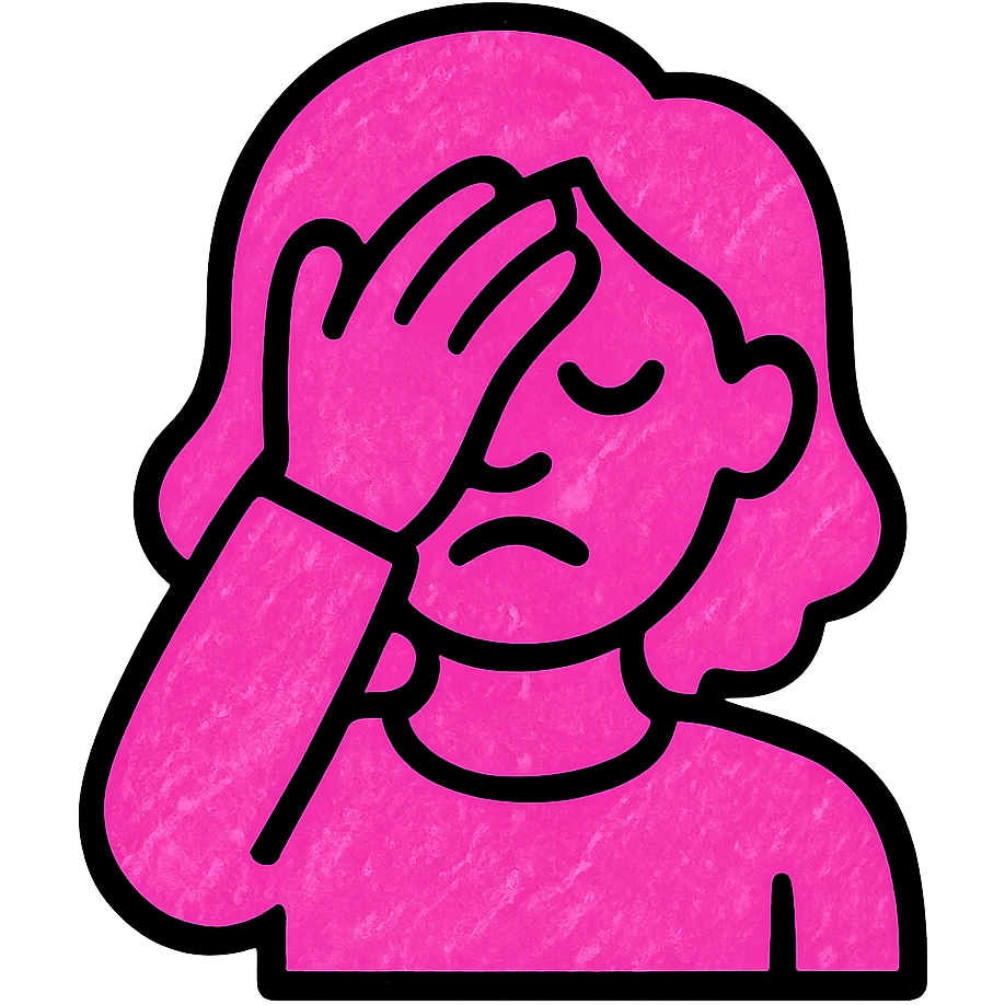 a woman facepalming, icon style, pink color emoji