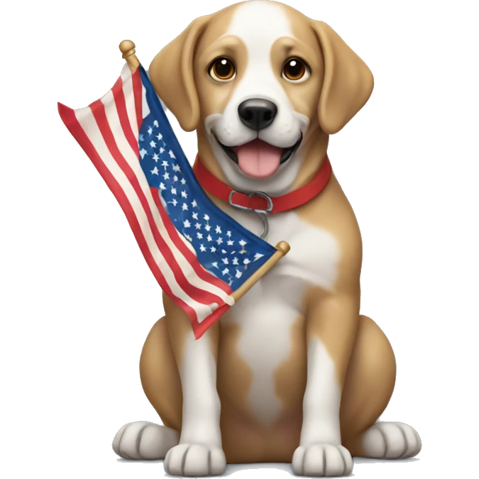 Dog holding MAGA flag emoji
