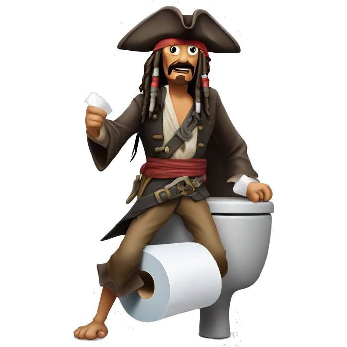 Jack sparrow runs out of toilet paper on the toilet  emoji