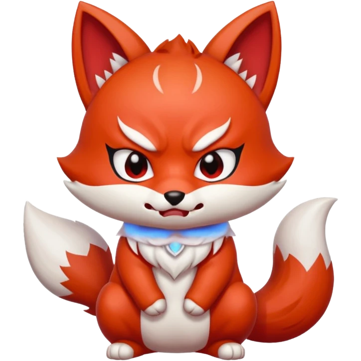Angry red white Chibi baby cute kitsune   emoji