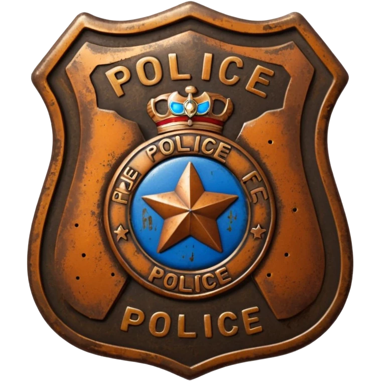 solarpunk - aesthetic brilliant divine lighting, oil paint - vintage police badge rusty and perforated emoji