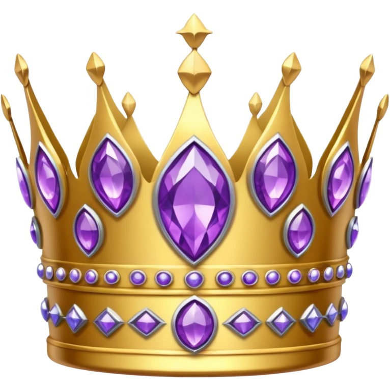 Golden crown with purple and silver gems emoji
