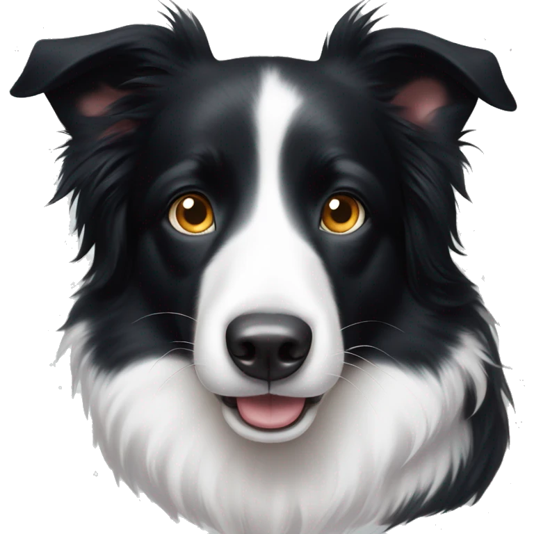 Black and white border collie with magical sparkling eyes. emoji