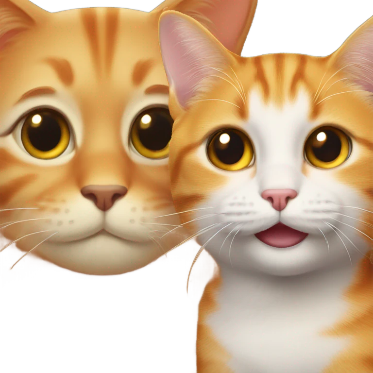 happy teary eye emoji and orange cat emoji