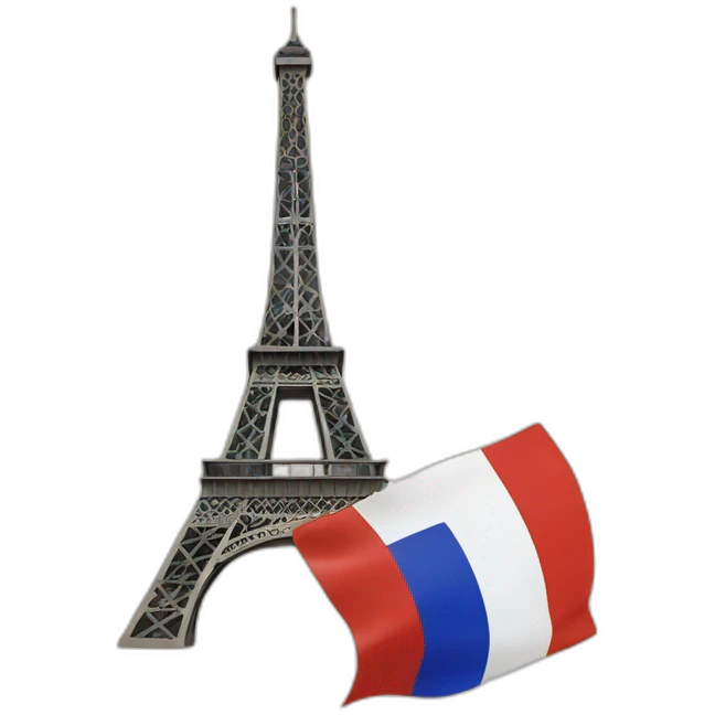 Eiffel tower on a French flag emoji
