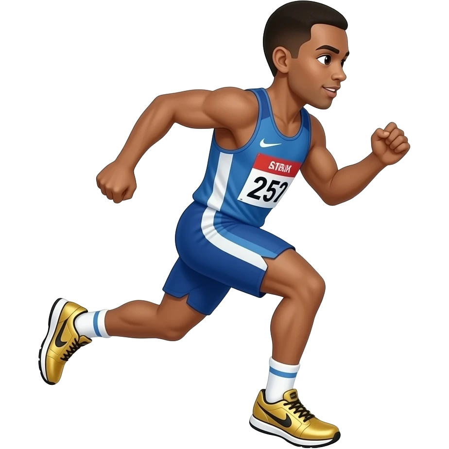 track runner athlete with gold shoes emoji