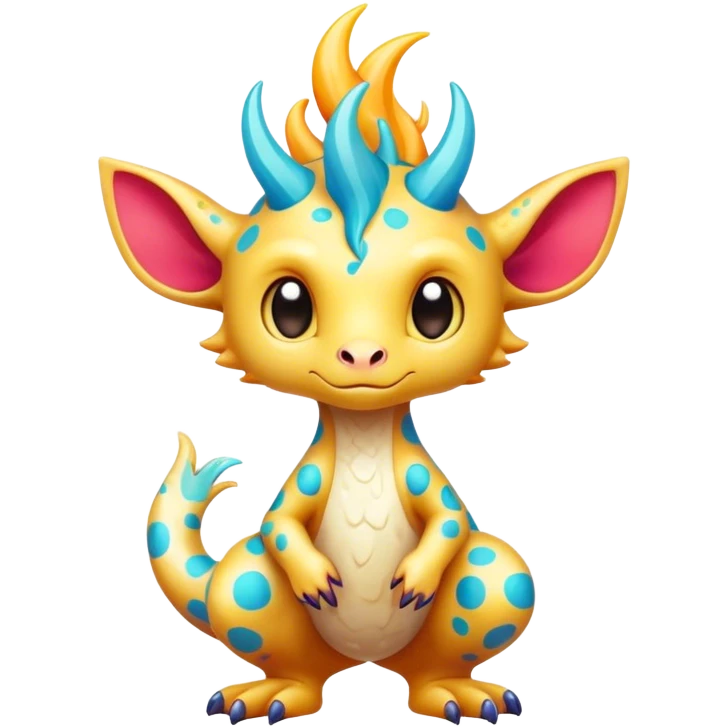 a colorful edgy cute vernid-fionbri-creature with splash patterns full body emoji