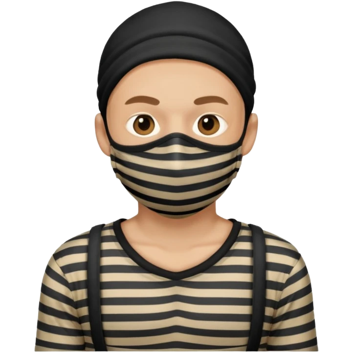 Thief with stripped shirt, face mask emoji