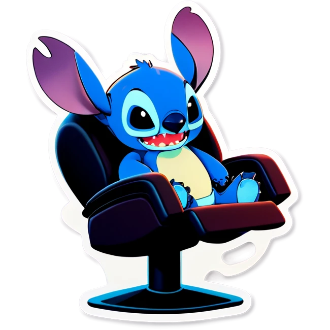Stitch stand in a massage chair emoji