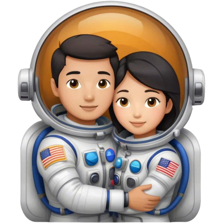 Asian Astronaut couple cuddling  emoji