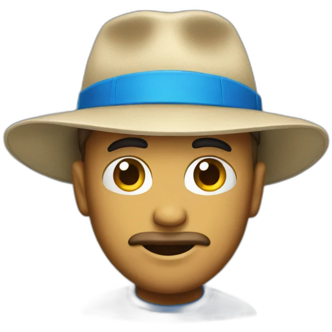 seriously emoji with blue hat  emoji
