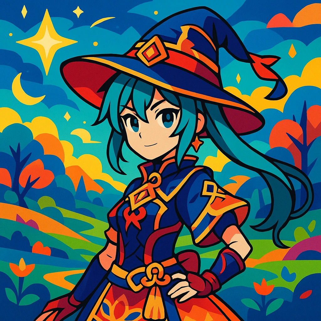 Genshin Impact character, anime style, vibrant colors, detailed costume, fantasy background emoji