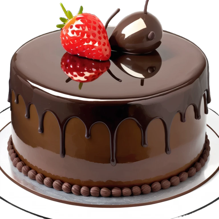 Two tier dark chocolate mirror glaze cake with raspberry coulis  emoji