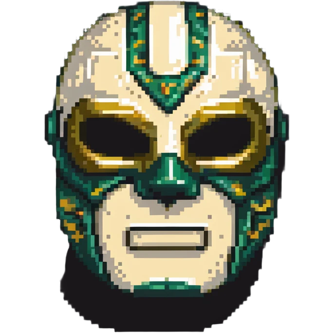 luchador mask with Milwaukee Bucks basketball colors forest green and cream emoji