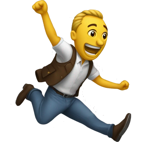 a man jumping holding bdminto hiting shutlecock emoji