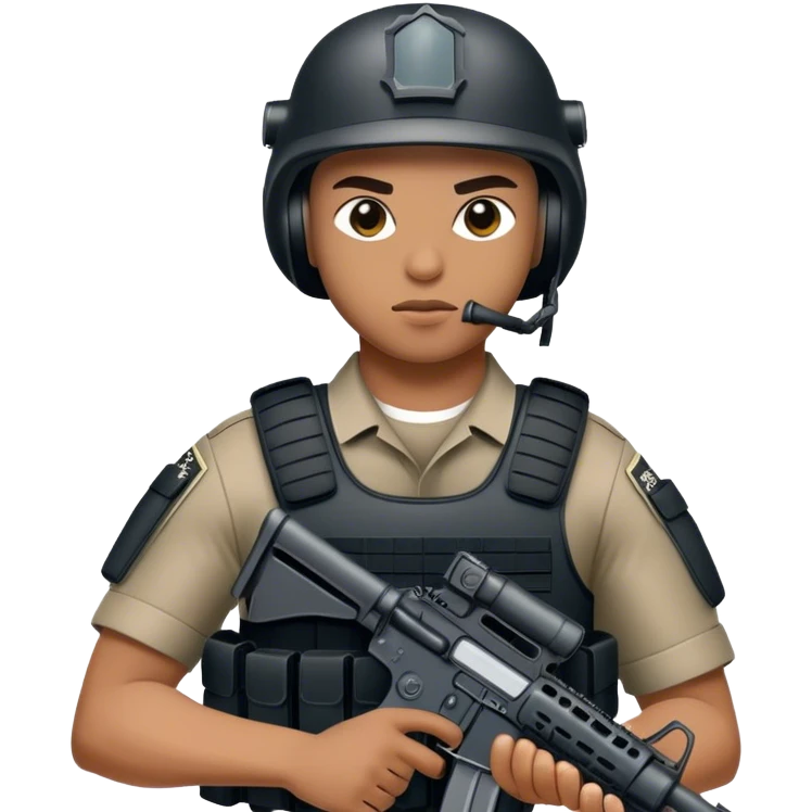 A SWAT officer with an M16 emoji