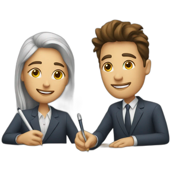 Two people writing contract emoji
