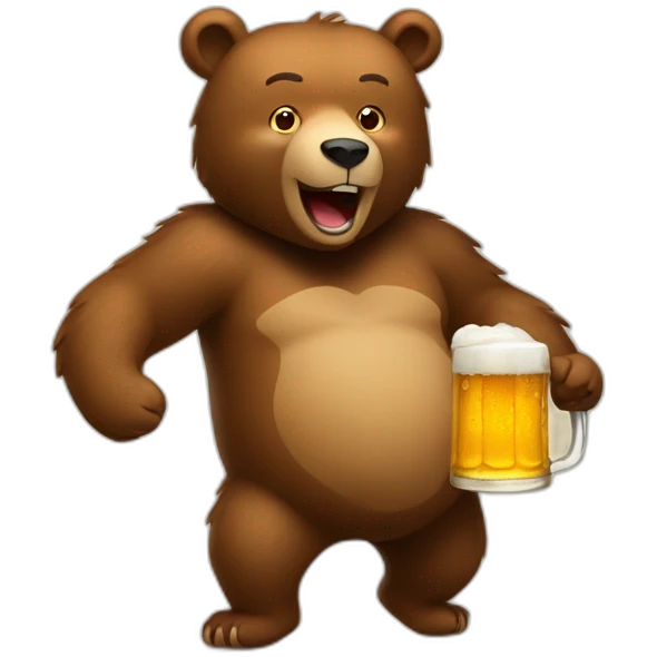 Bear ridding a beer emoji