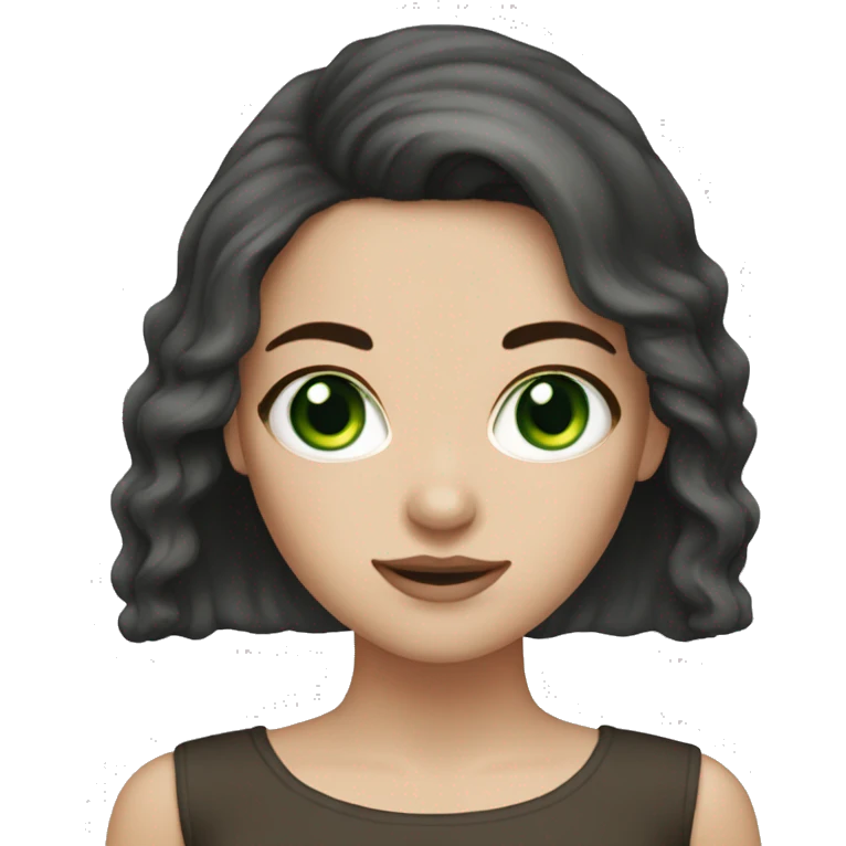 White girl dark hair with green eyes  emoji
