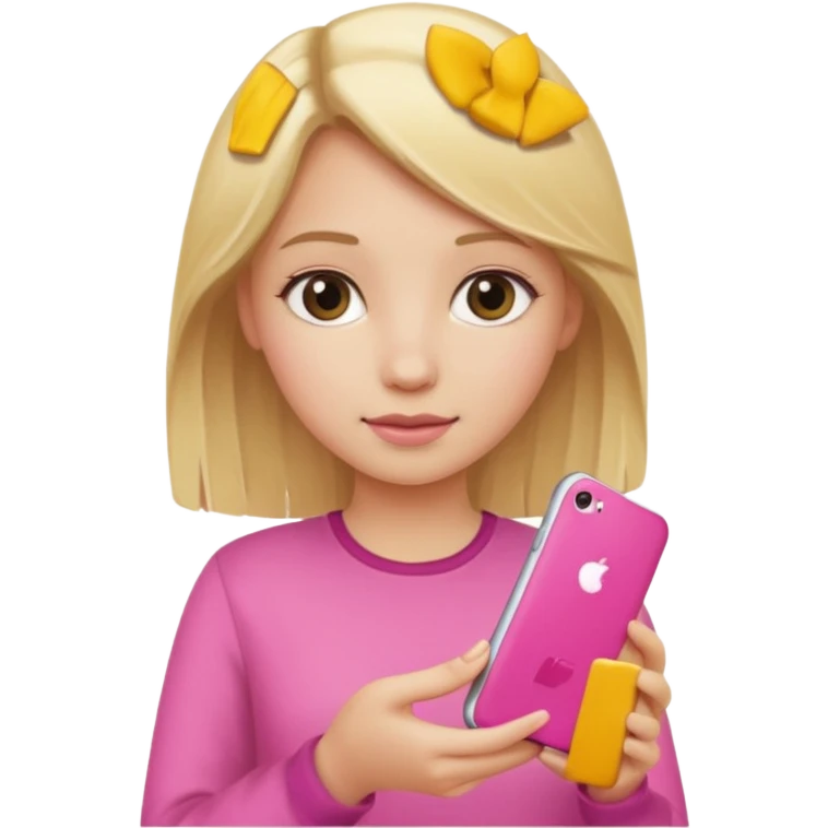A blonde haired girl with a pink iPhone 16 ￼ emoji