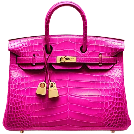 Hot pink crocodile skin Hermes birkin bag emoji