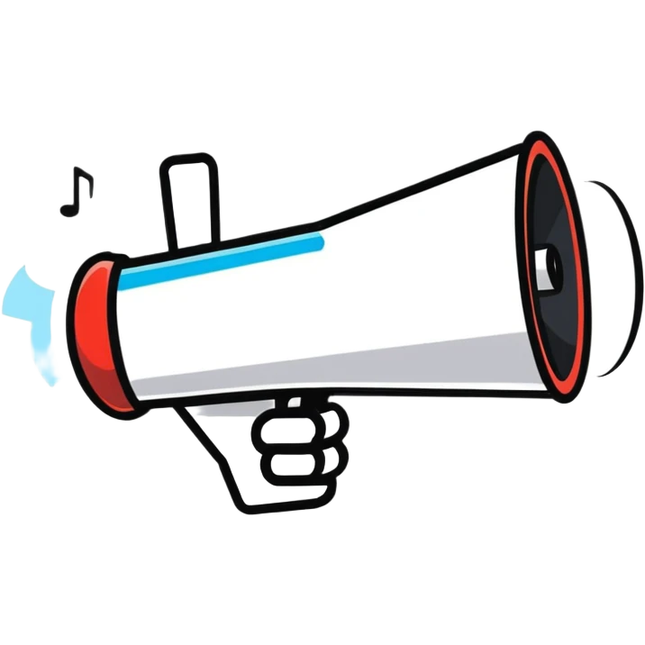 cartoon megaphone emitting sound emoji