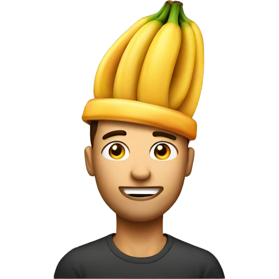 A GUY THAT HAS A BNANA PIL ON HIS HEAD NO BERED AND HES ORENGE emoji