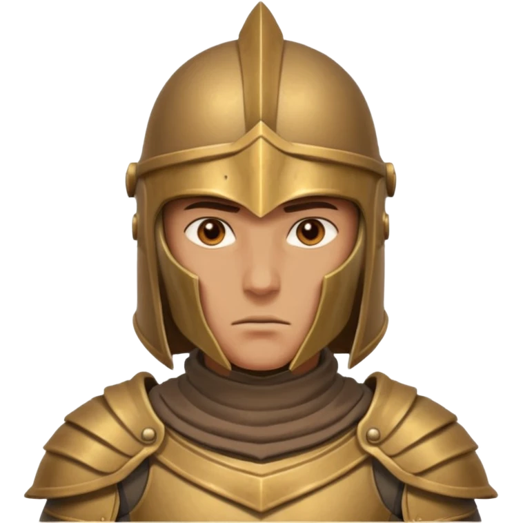armored desert guardian portrait, head and shoulders only, bronze helmet, desert cape collar, battle-worn armor, strong expression, 3D cartoon, mobile game icon style, clean background, no text, no watermark
 emoji