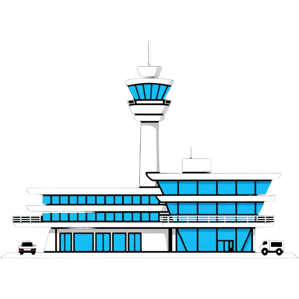 modern airport terminal with control tower emoji