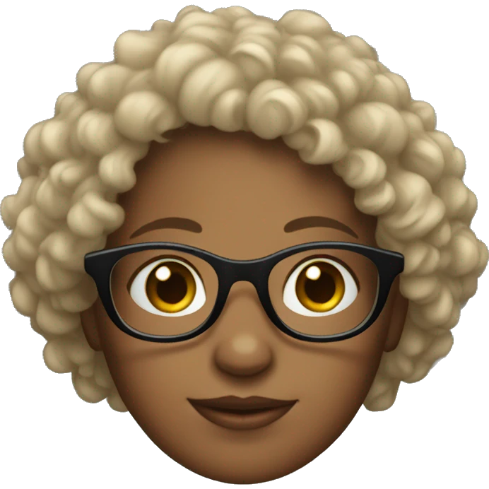 Brunnet curly girl with glasses emoji
