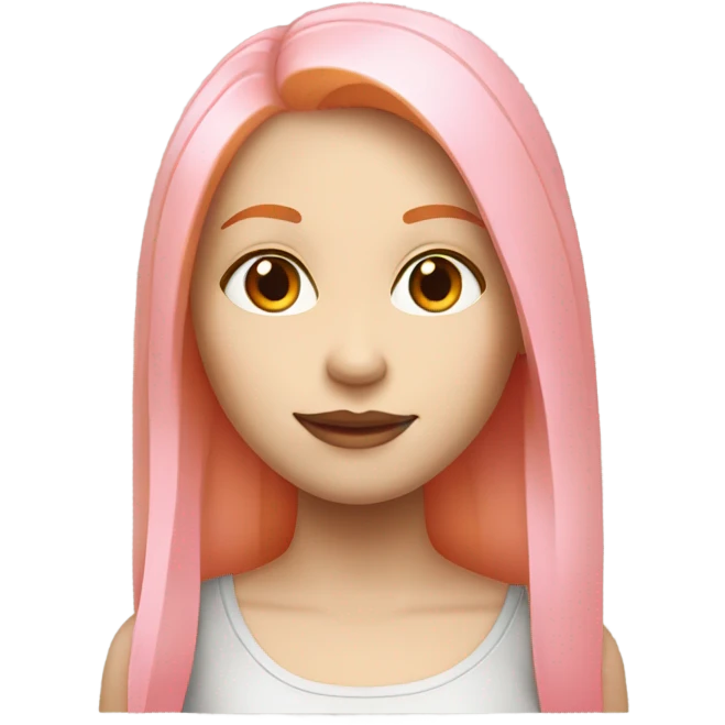 A girl has white skin, orange and straight hair. Also her lips are pink.  emoji