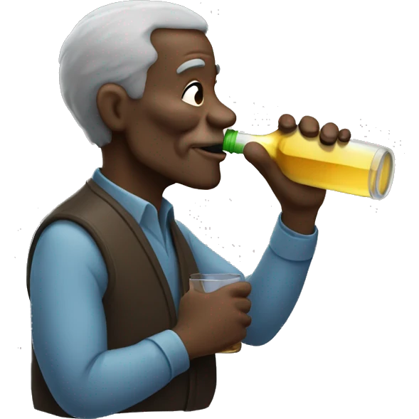 Black old man drinking from a bottle  emoji