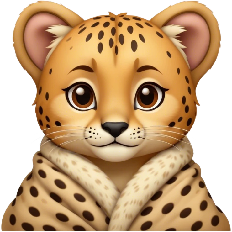 Cute, Disney-style cheetah cozy in blanket  emoji