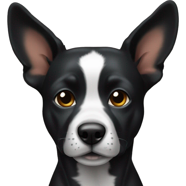 Perro negro del todo con una oreja parada  emoji