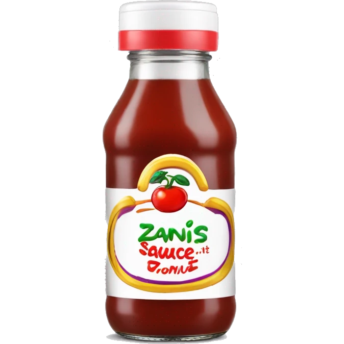 sauce bottle written Zanis on the lable make it colorfull emoji