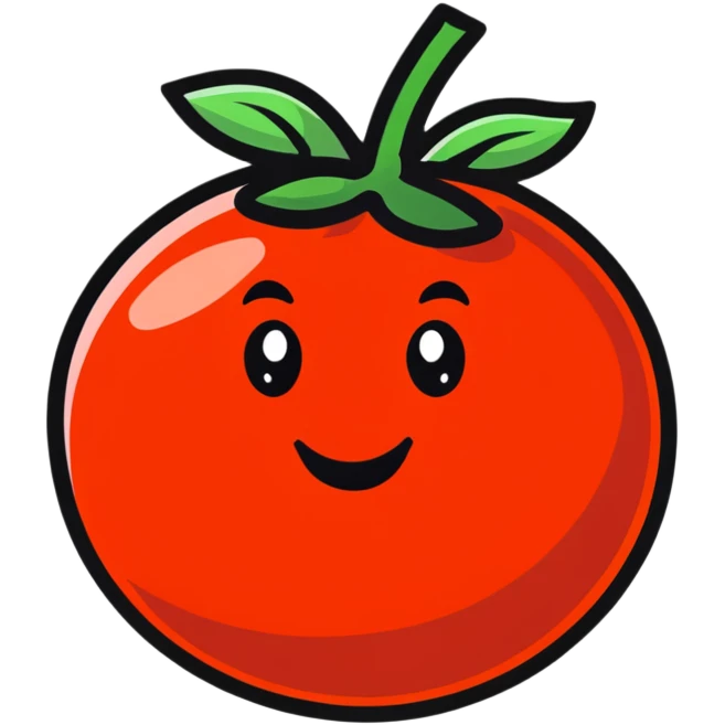 cute tomato character with smiling face emoji
