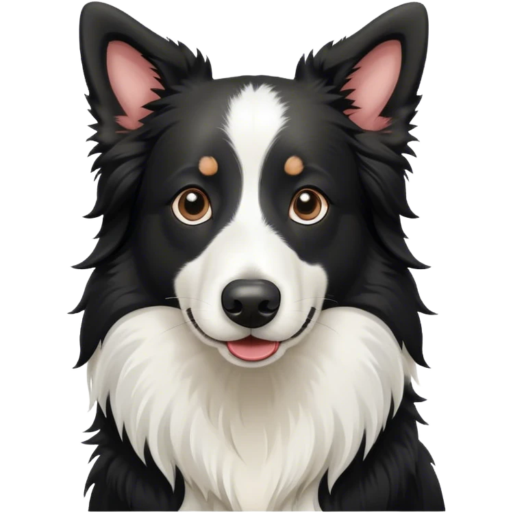 black and white border collie with long nose and fluffy chest emoji