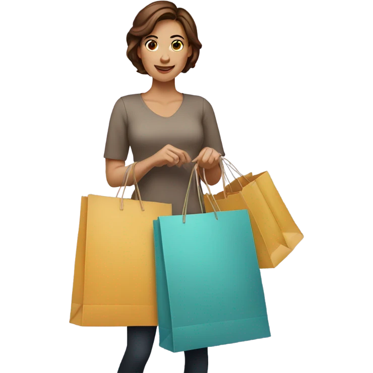 Pretty woman with short brown hair shopping emoji