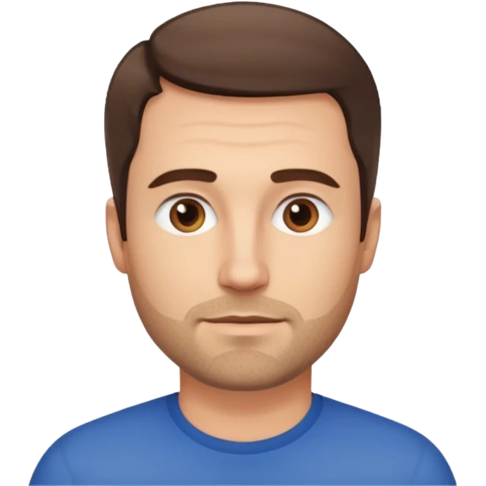 Homme blanc 40 ans cheveux courts barbe naissante visage fin emoji