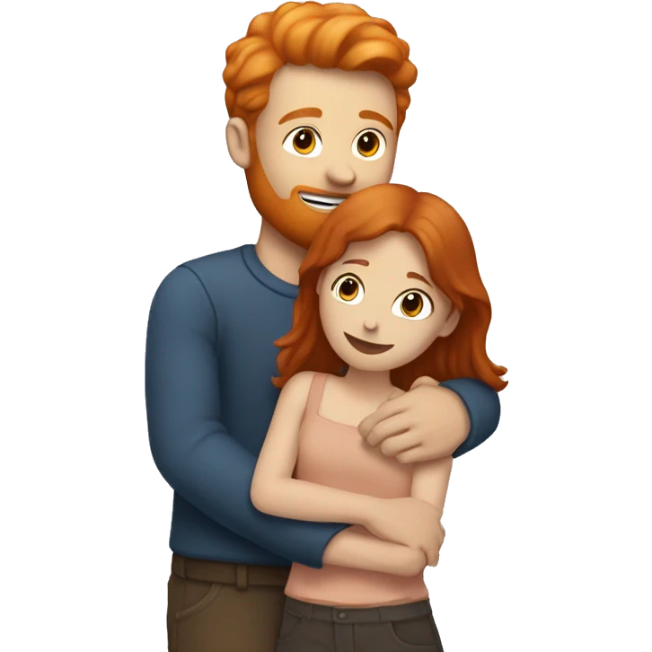 Ginger man hugging a brunette girl emoji