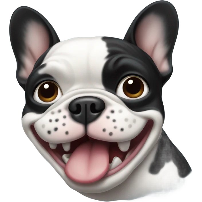 Black and white pied French Bulldog saying Cram emoji