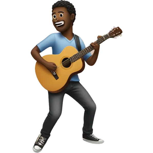 Me standing on a guitar flying through the air emoji