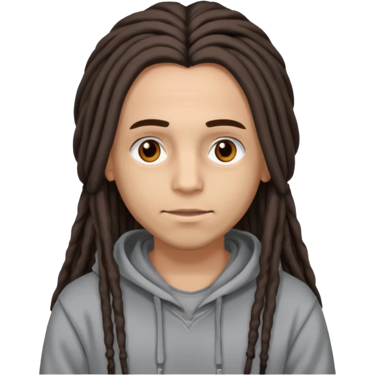 Lightskin with brown eyes and dark brown long dreads with a lining in the front emoji