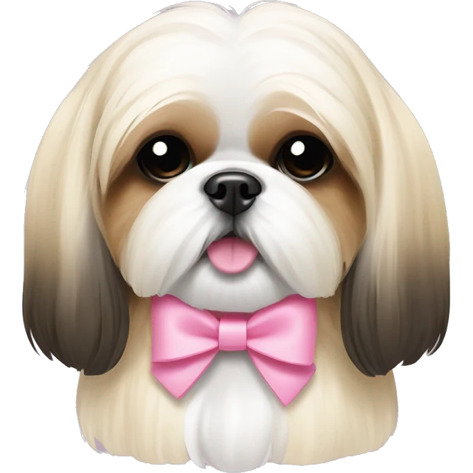 shih tzu cream colored with pink bow on ear emoji