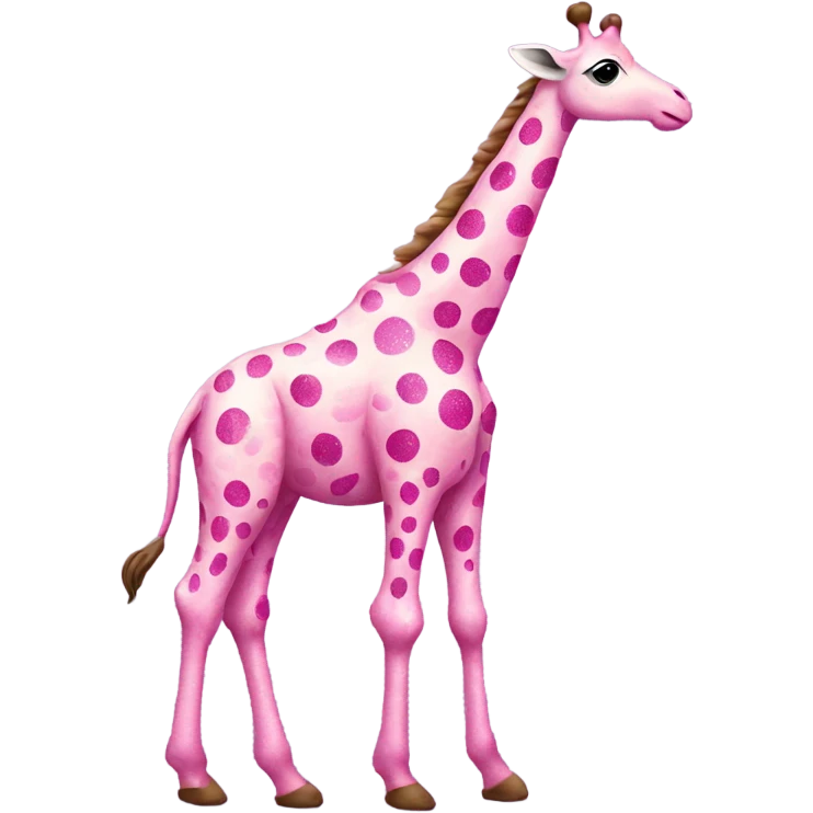 Pink full body giraffe with glitter and pink dots emoji